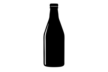 Elegant black wine bottle simple design silhouette vector illustration