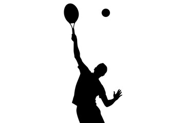 Tennis player serving ball silhouette vector illustration