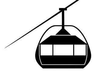 Isolated black cable car transportation silhouette vector illustration