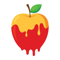 Juicy fresh bitten apple with dripping juice vector illustration for food and beverage designs