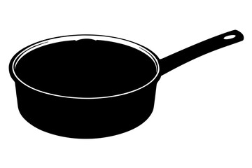 Simple black cooking pot with handle silhouette vector illustration