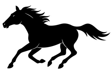 Running black horse animal equine mammal silhouette vector illustration