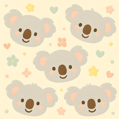 Naklejka premium Seamless pattern with Koala in a cute and kawaii style