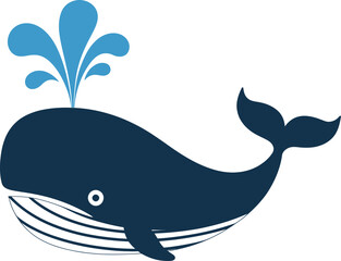 Majestic Marine Life An Illustration of a Whale Spouting Water, Symbolizing the Ocean's Gentle Giants & Aquatic Splendor