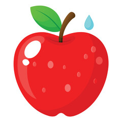 A vibrant glossy red apple adorned with realistic sparkling water droplets for freshness and health