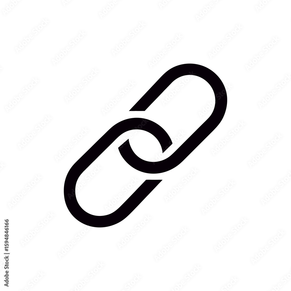 Poster simple black and white chain link icon for connectivity, web design, and user interface elements dep