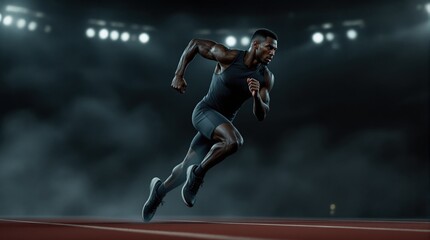 Obraz premium athlete performing a sprint on the track