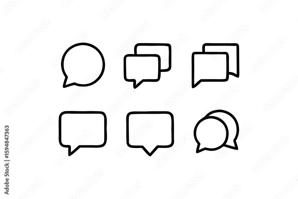 Poster diverse set of speech bubble icons representing communication and dialogue in a clean minimalist sty