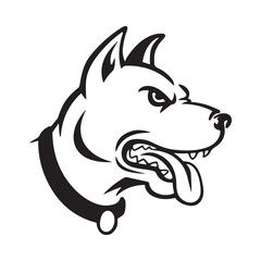 Illustration of an aggressive pitbull dogs head