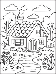 Cozy Moments Bold Line Coloring Page – Relaxing Hygge-Inspired Illustration