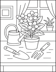 Cozy Moments Bold Line Coloring Page – Relaxing Hygge-Inspired Illustration