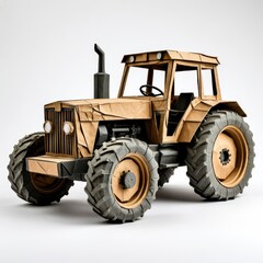 Obraz premium Rustic Paper Tractor Model with Oversized Wheels