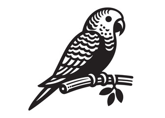 parrot logo silhouette vector, tropical bird logo silhouette, a silhouette of a parrot on a branch clipart design, beautiful parrot bird logo silhouettes vector on a white background