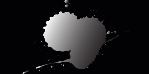 Collection or set of 4 artistic white paint hand made creative wet dirty ink drop spots silhouette isolated on black background, metaphor to art, grunge or grungy, education or abstract design