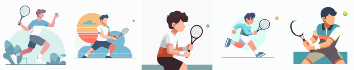 vector of a male playing tennis