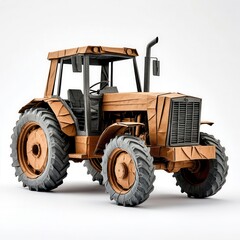 Obraz premium Rustic Paper Tractor Model with Oversized Wheels