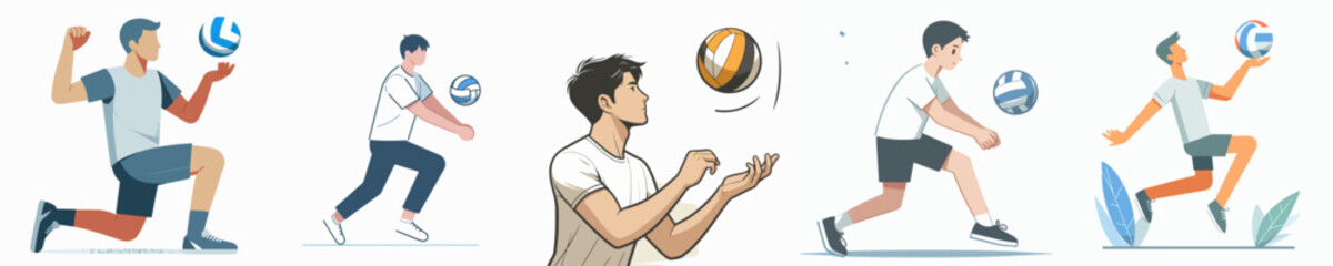 vector of a woman playing volleyball