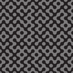 Seamless blobs maze labyrinth pattern in grey colors vector template