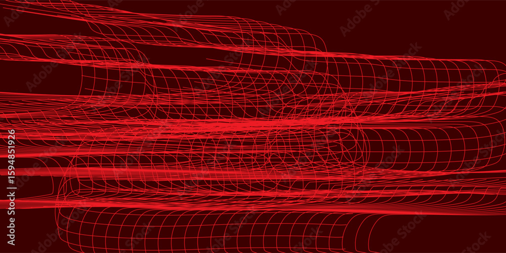 Aufkleber dynamic abstract image featuring overlapping red lines forming a grid pattern on a dark background. 