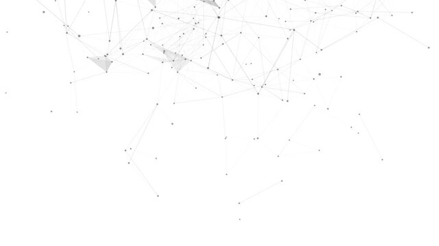 Minimal abstract white tech mesh background. Digital polygon wireframe corners structure. Futuristic network design with connection elements.

