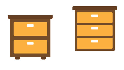 Vector Pair of Wooden Filing Cabinets with Three Drawers Each – Office Furniture  Thumbnail