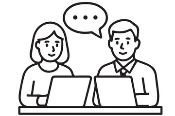 Vector image of business team collaboration in black and white, outlined in black to symbolize goal alignment, cooperation, and organizational success.

