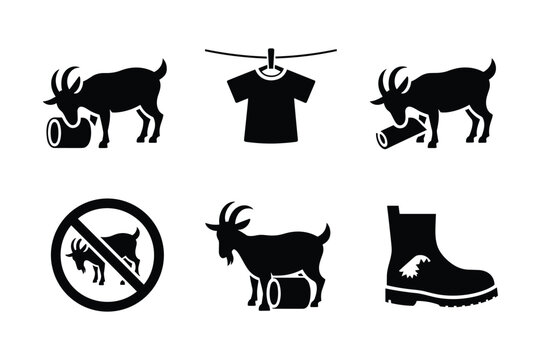 Silhouette of goats with logs and a t shirt on a clothesline vector