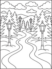 Cozy Moments Bold Line Coloring Page – Relaxing Hygge-Inspired Illustration