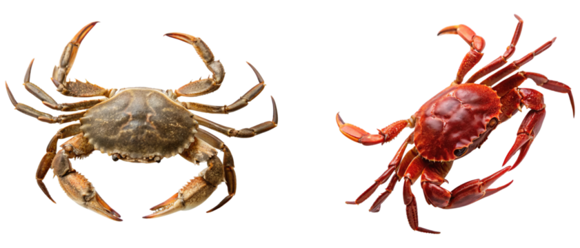 Two crabs isolated on white background. Suitable for marketing or business purposes. PNG file