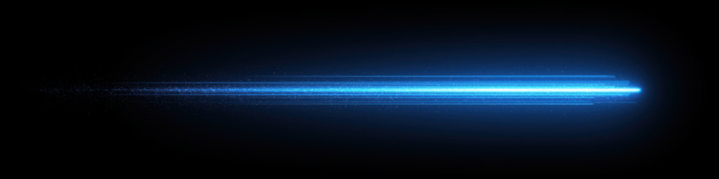 Moving blue light streak ray, light flare - 3d rendering