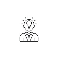 Man with lightbulb idea icon isolated on white background