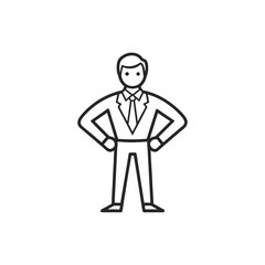 Confident businessman standing proudly isolated on a white background