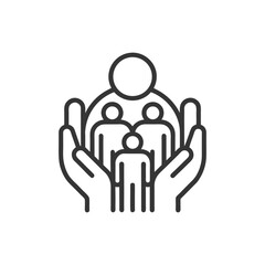 Family protection hands icon isolated on a white background