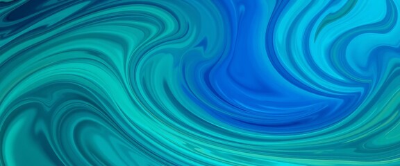 Obraz premium Swirling abstract background in shades of teal and turquoise, transitioning to deep blue, aqua, wallpaper