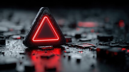 Network error alert triangle glows red over device screen, showing warning, code, and solution icons.