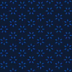 blue floral print with scattered petals in a technological style