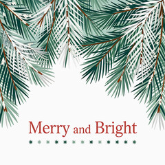 Festive Winter Holiday Border:  Elegant Green and White Pine Branches,  Stylized Snow,  Minimalist Festive Design, Perfect for Cards or Invitations.