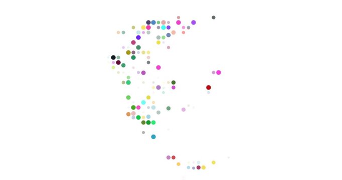 Abstract motion spheres forming Greece map silhouette