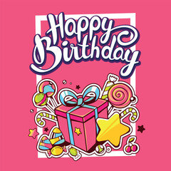 happy birthday card with gift boxes