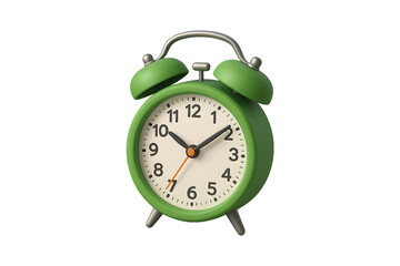 Green Alarm Clock Isolated on Transparent Background