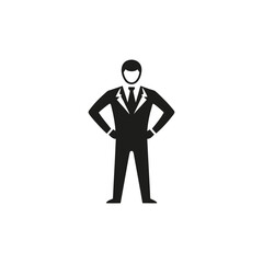 Businessman standing proudly on a white background