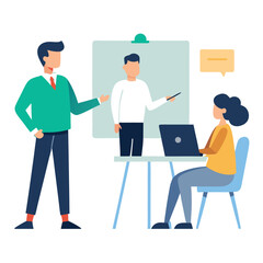 Obraz premium Office training session scene with diverse professionals isolated on transparent background