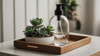 Clean Home Aesthetic with Succulent Plant and Minimalist Decor &ndash; Bright and Serene Interior Scene