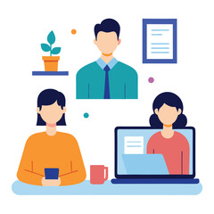 Online learning for business professionals flat design isolated on transparent background