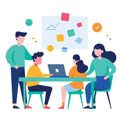 Creative marketing team brainstorming ideas and strategy isolated on transparent background