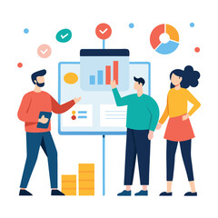 Digital marketing campaign planning strategy isolated on transparent background