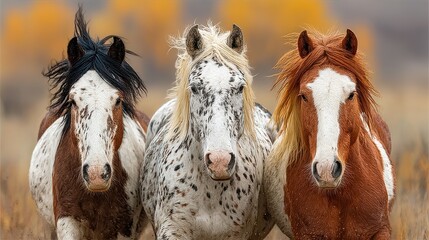 Majestic horses galloping through autumn landscape capturing the beauty of nature and wildlife