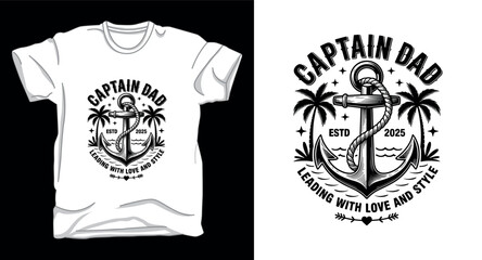 Captain dad sailor graphic vector art t-shirt design print