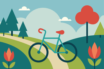 Fototapeta premium spring landscape with flowers and trees