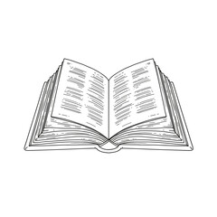 Obraz premium Detailed outline illustration of an open book, symbolizing reading and knowledge 